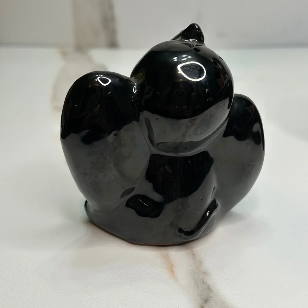 Vintage Black Elephant Salt and Pepper Shakers Set Ceramic Japan Mid Century